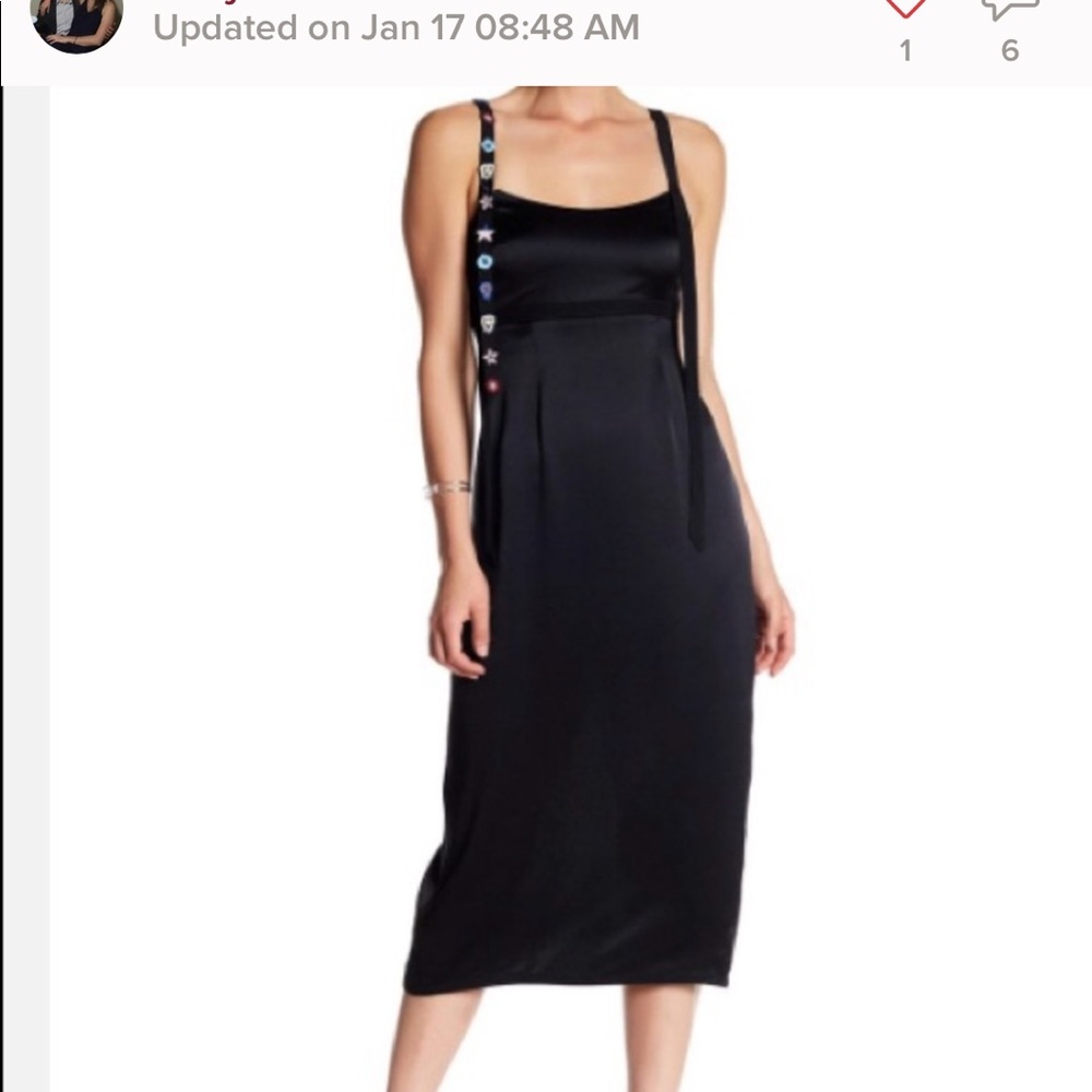 Cinq à Sept Shea black midi 100% silk dress.